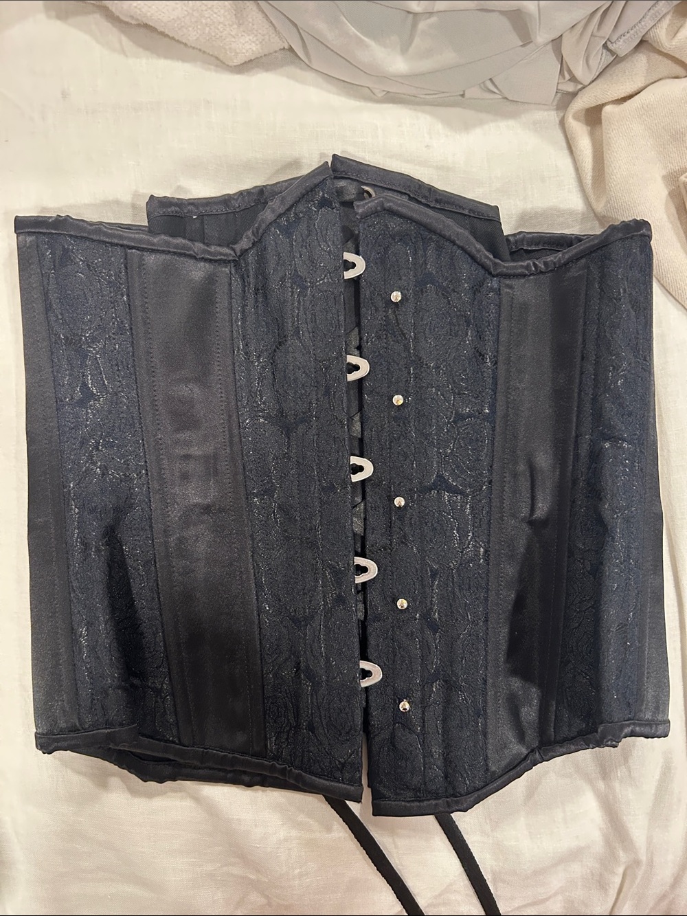 Black Lace-Front Waist Cincher Corset - Unbranded